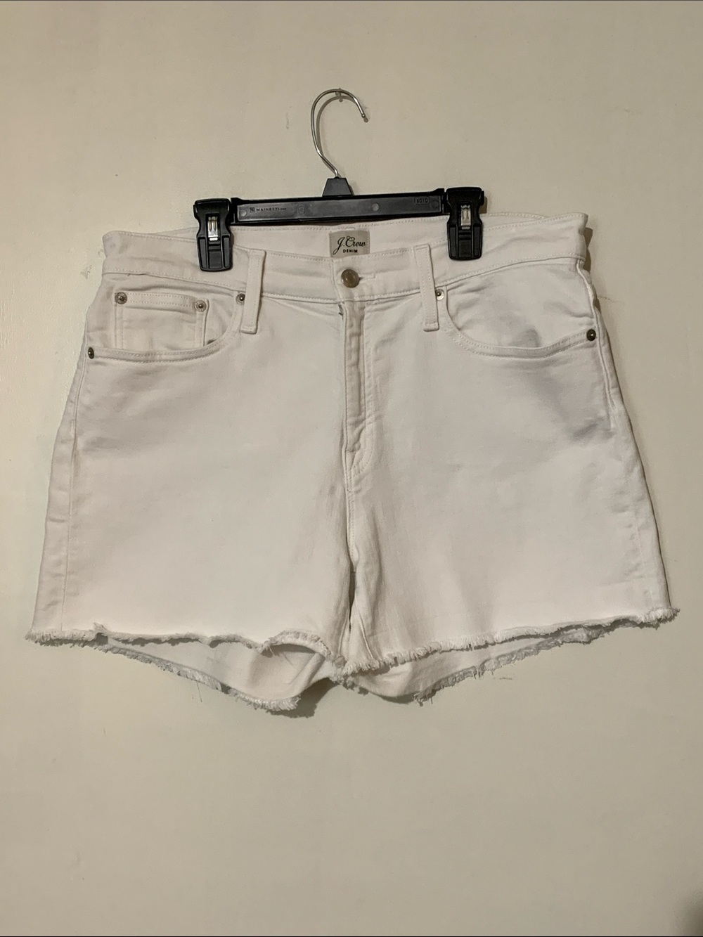 J. Crew White Denim Cutoff Shorts with Frayed Hem
